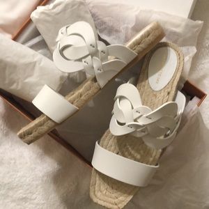 Lafayette 148 White Sandals. Bag and box included